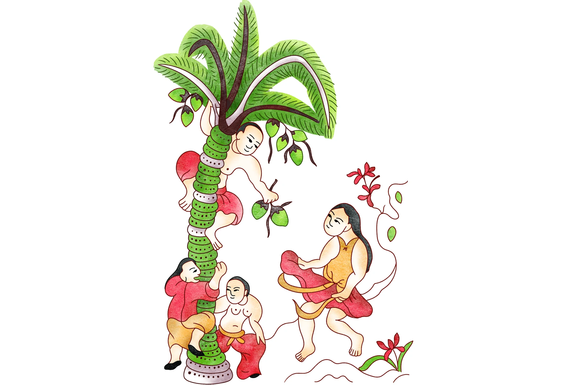 Hung Dua — Pastoral romance of shaking coconuts into open skirt