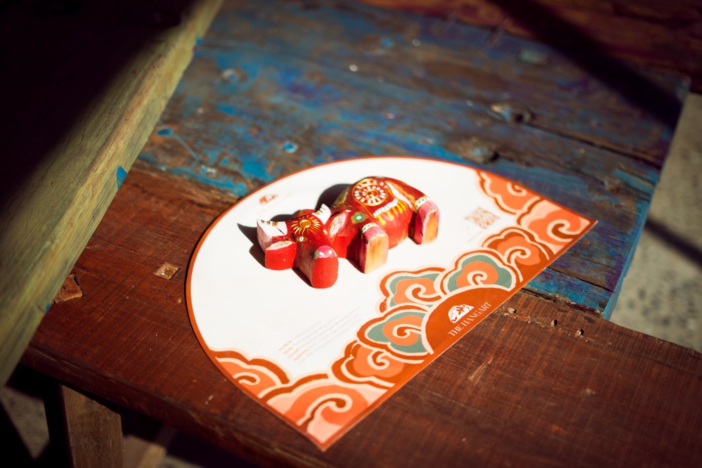 Hand-painted fan on the workbench