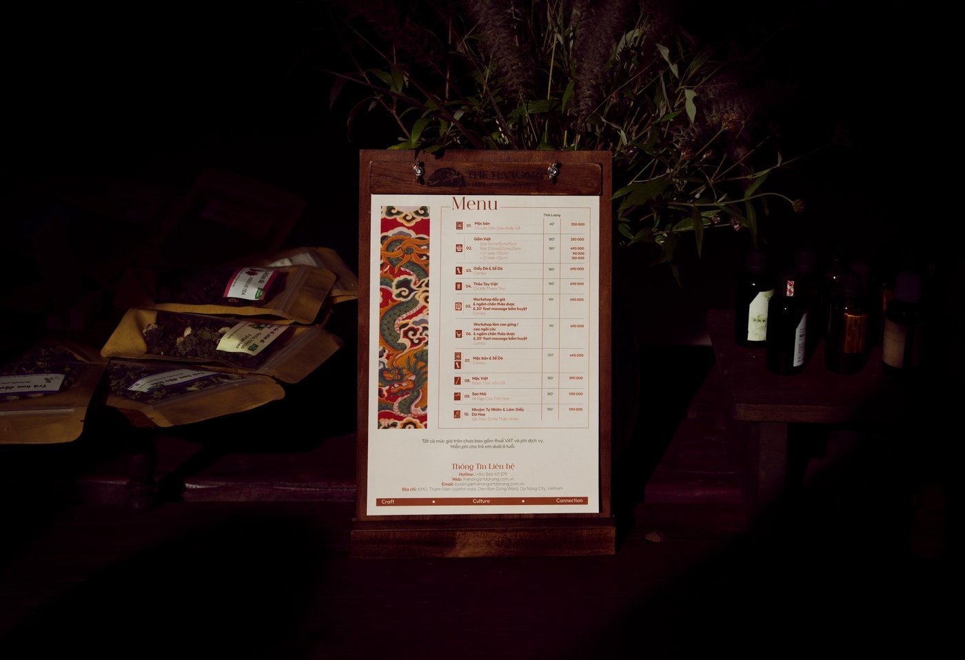The menu after dark