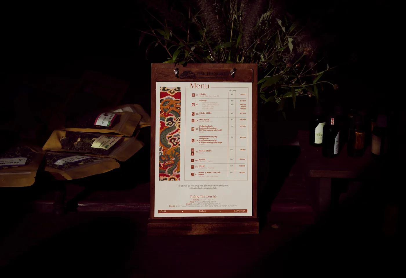 The menu after dark