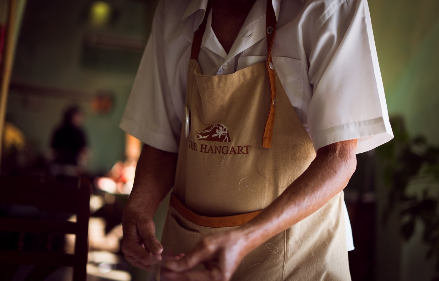 Apron worn front-on