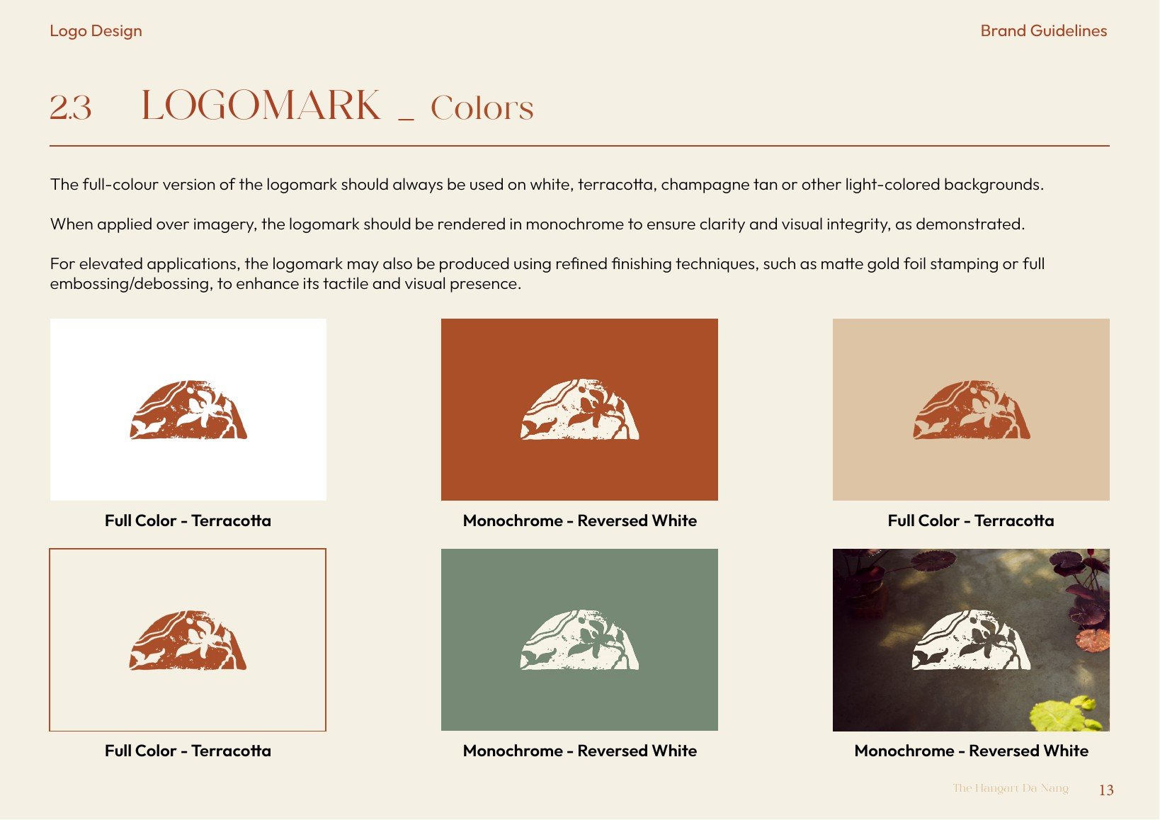 The Hangart brand guidelines — 2.3 — LOGOMARK, COLOURWAYS