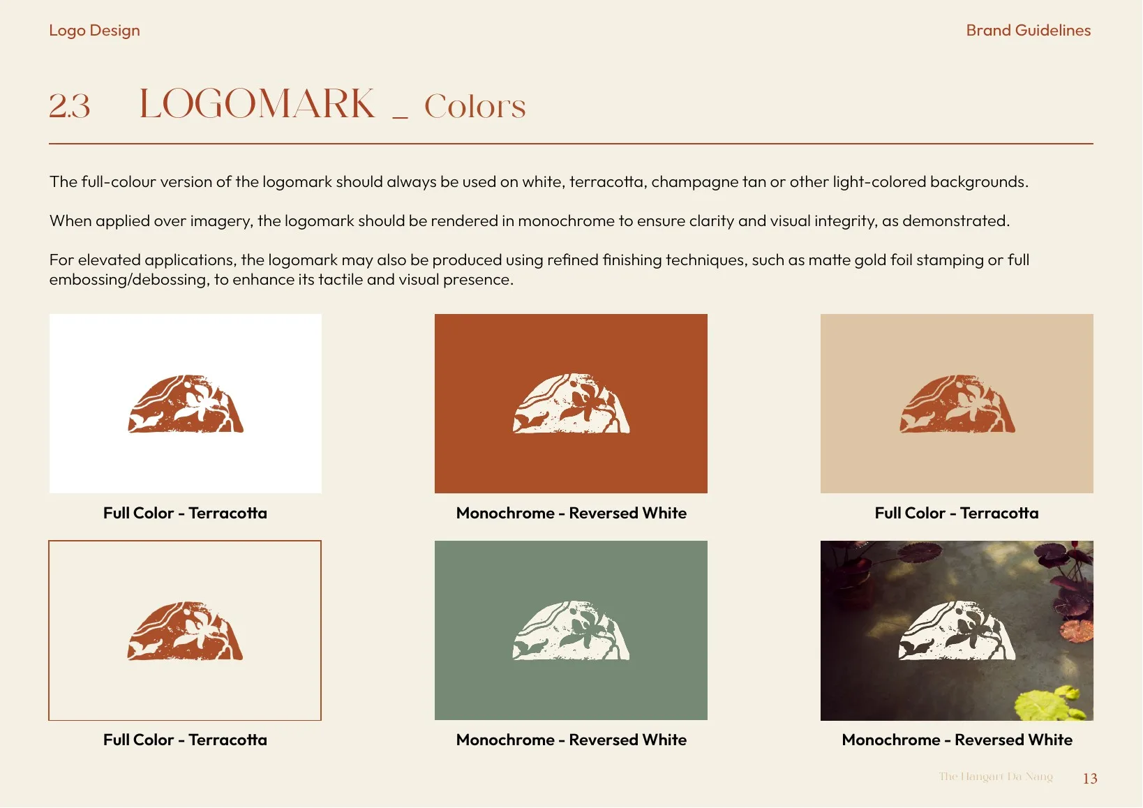 The Hangart brand guidelines — 2.3 — LOGOMARK, COLOURWAYS