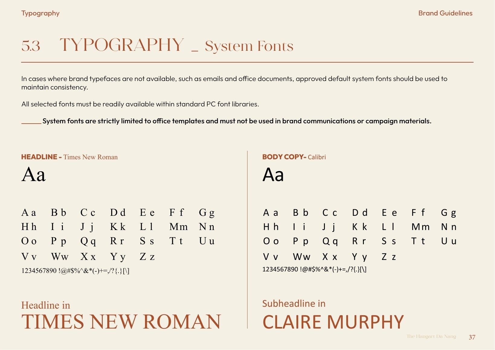 The Hangart brand guidelines — 5.2 — TYPE, BODY