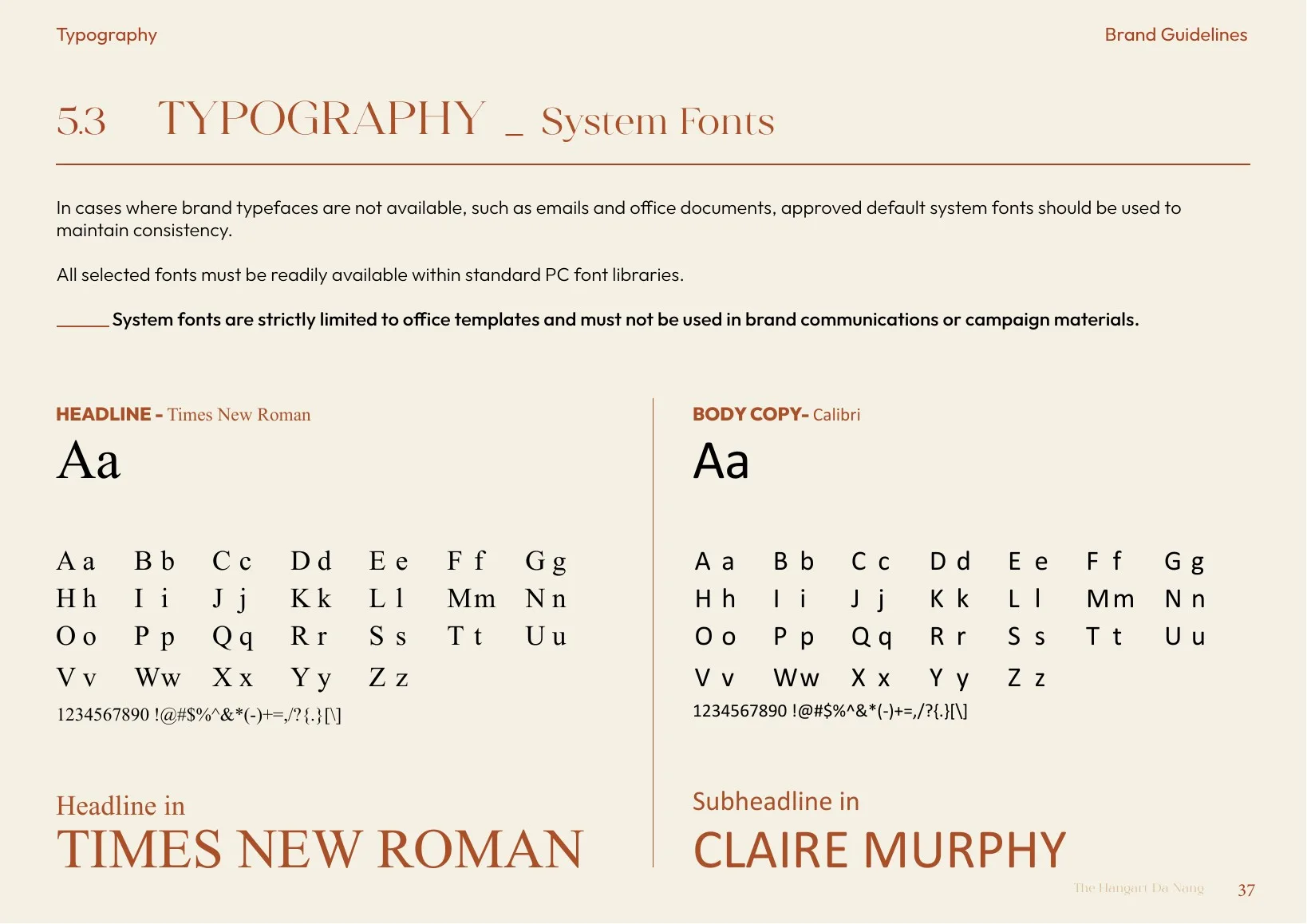 The Hangart brand guidelines — 5.2 — TYPE, BODY
