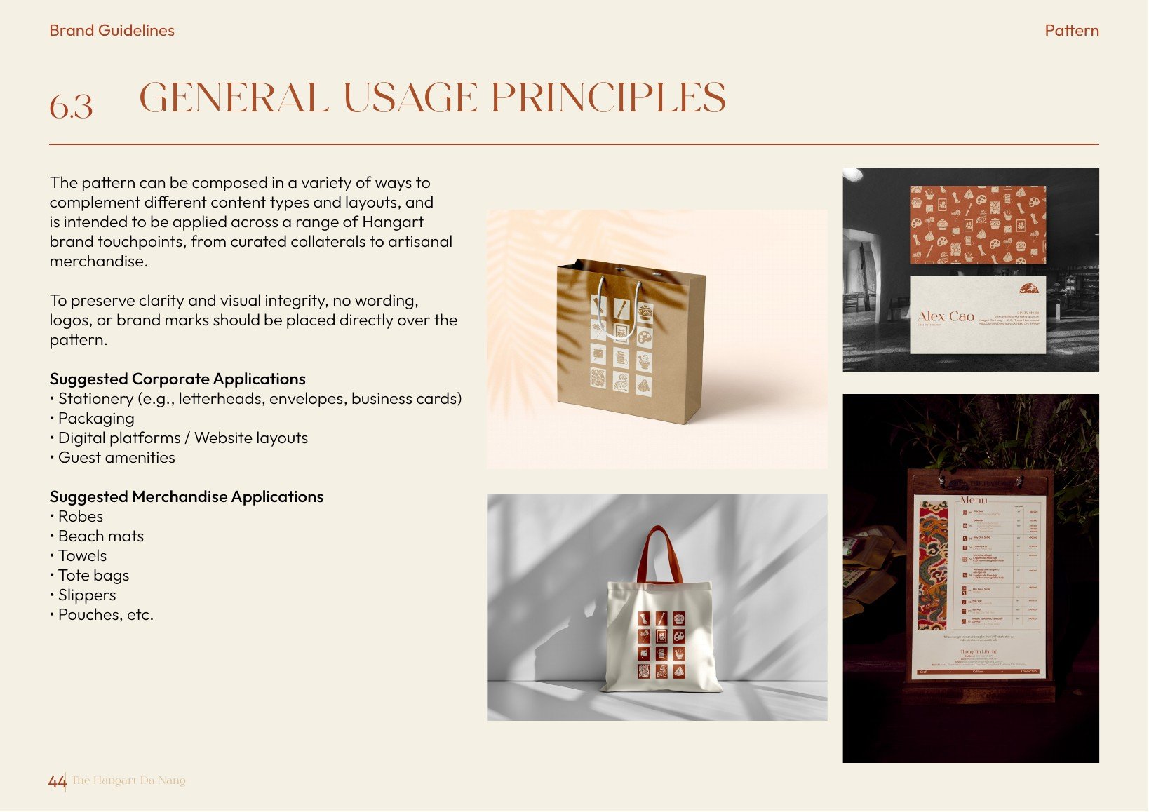 The Hangart brand guidelines — 6.3 — PATTERN, PRINCIPLES