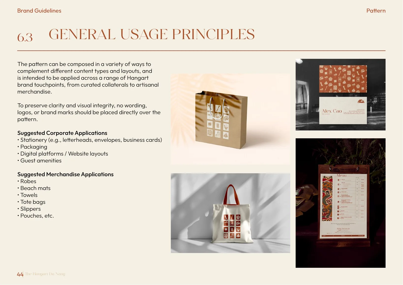 The Hangart brand guidelines — 6.3 — PATTERN, PRINCIPLES