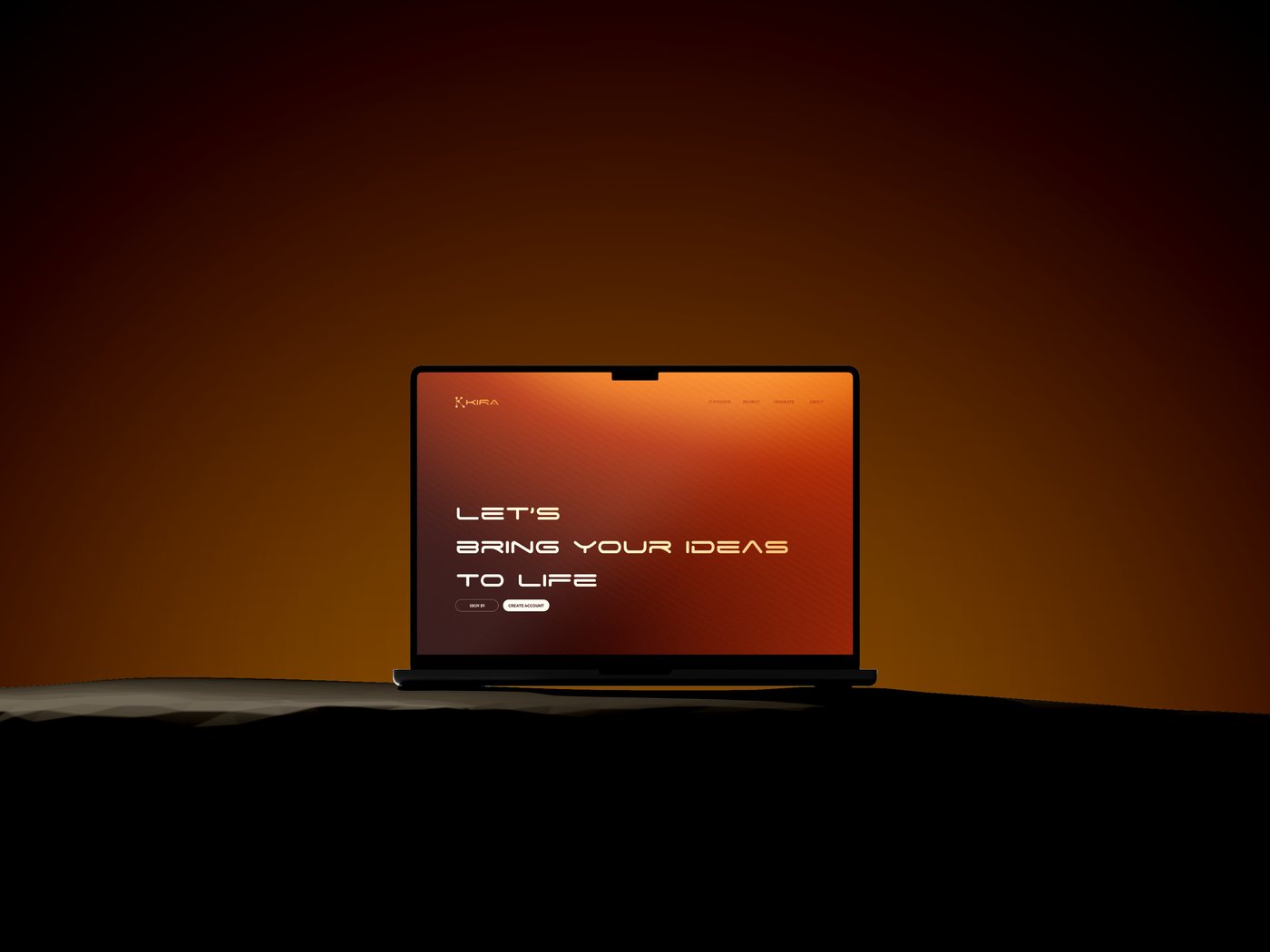 Kira web landing on a laptop — Let’s bring your ideas to life