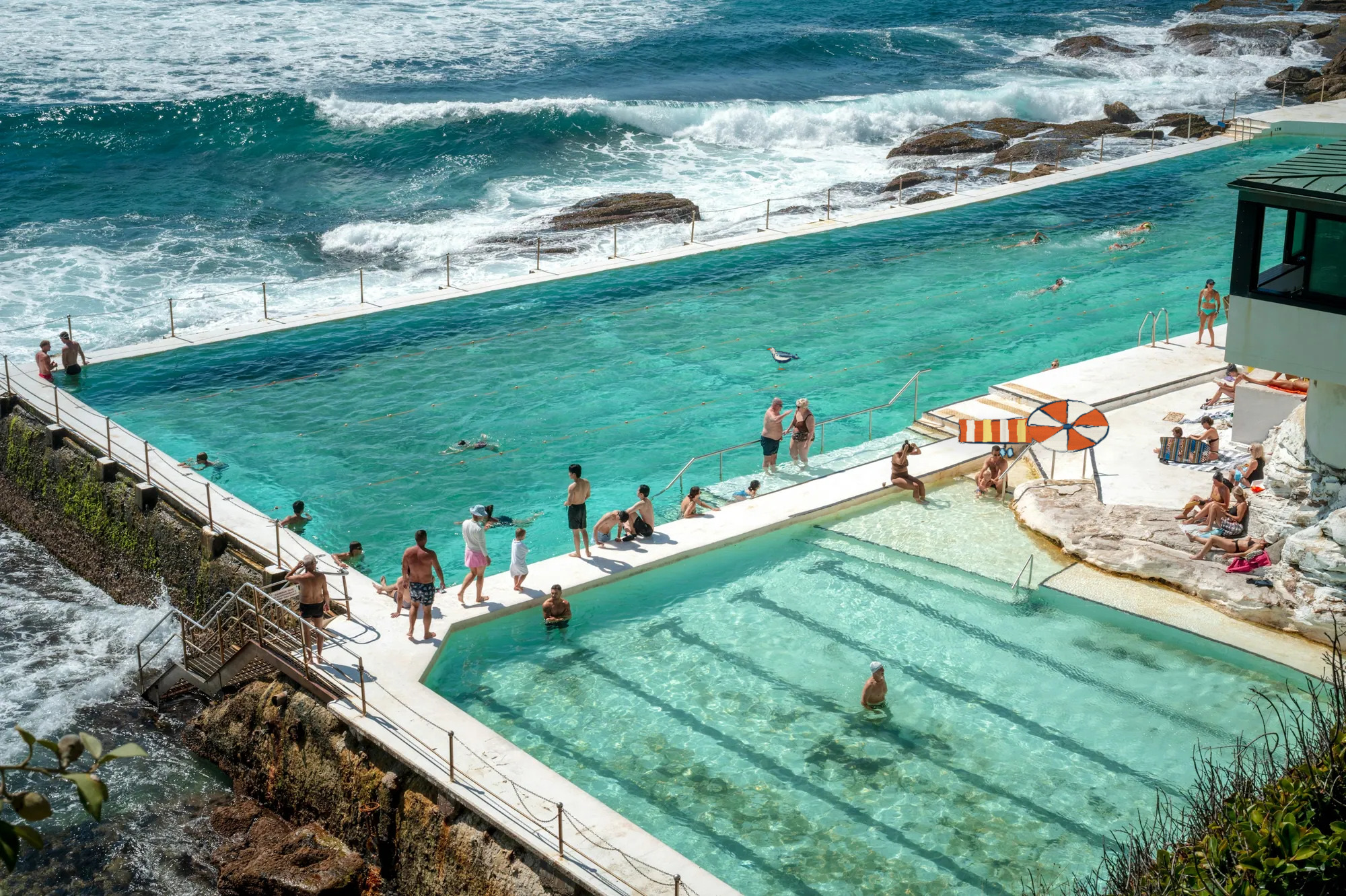 Painted beach kit placed by the Bondi Icebergs ocean pool