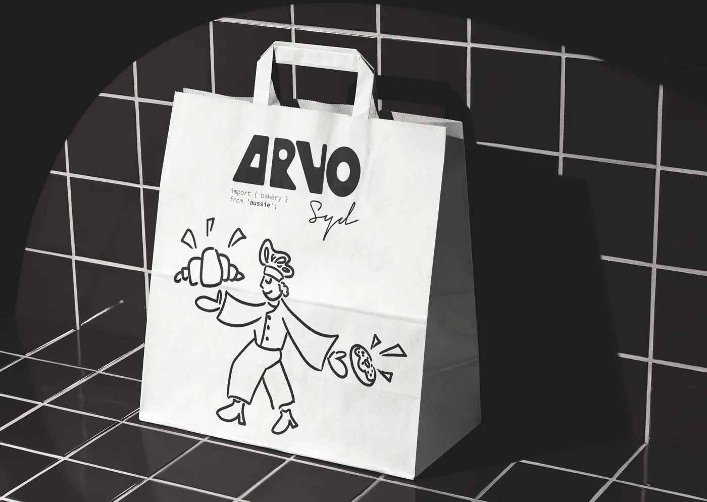 Arvo custom printed fast food paper bag mockup.