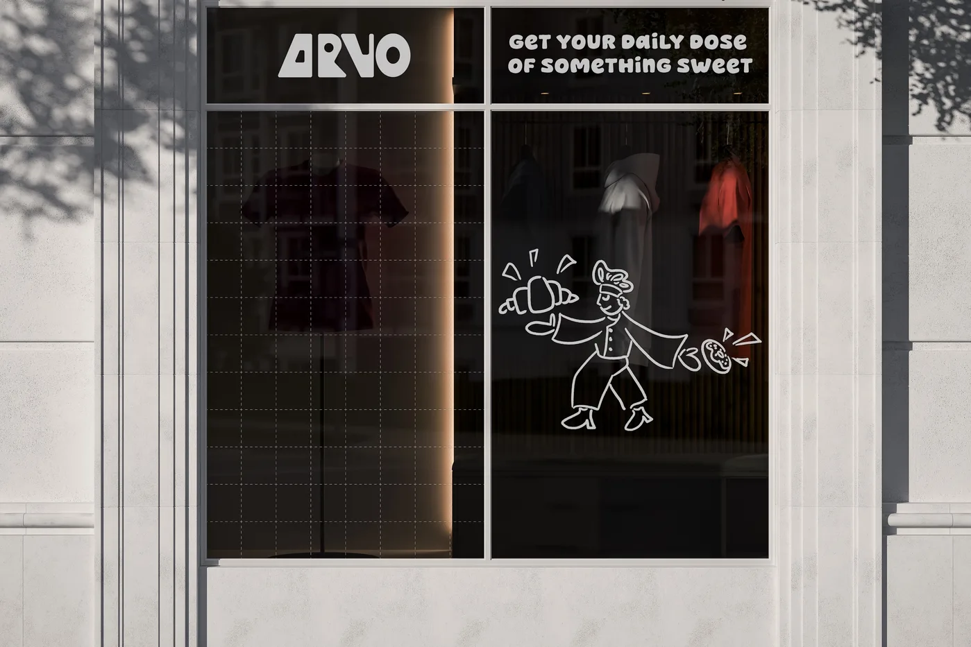 Arvo storefront window glass graphics.